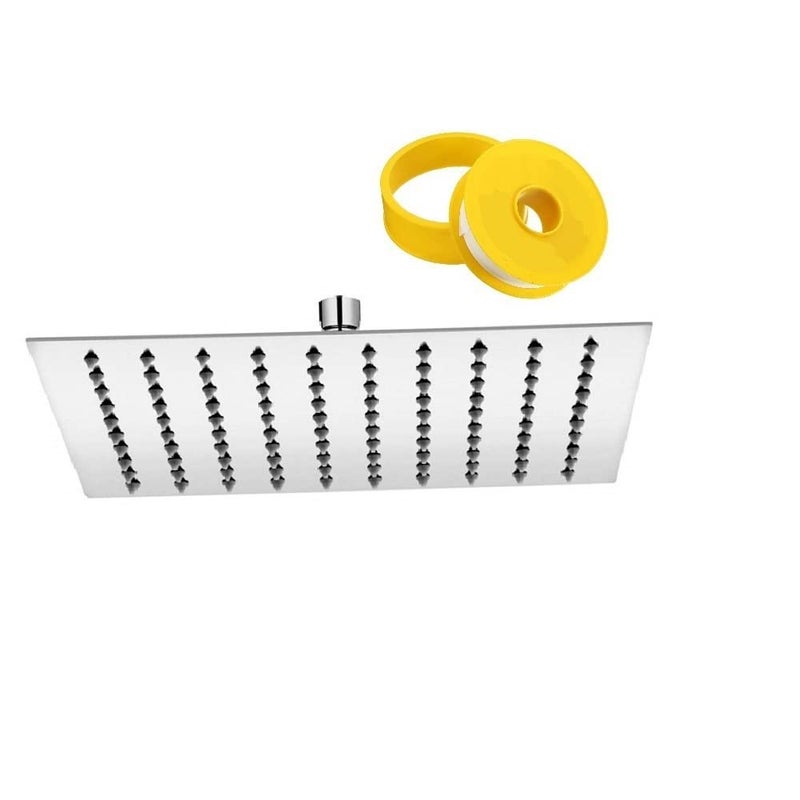 MLD MLD Premium Ultra Slim 12 x 12 Inch Square Stainless Steel Rain Shower Head,FREE TAFLON TAP - Image 1
