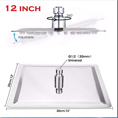 MLD MLD Premium Ultra Slim 12 x 12 Inch Square Stainless Steel Rain Shower Head,FREE TAFLON TAP - Image 2