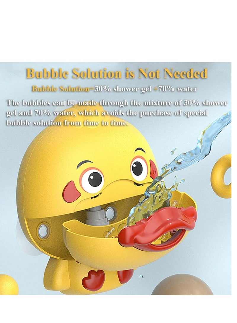 SYOSI Bath Toy Bubble Maker, Electric Duckling Bathtub Bubble Machine Cartoon Duck Bubble Blower Tub Bubble Maker Big Face Duck Bath Toy with Music and 3 Suction Cup 1PCS Yellow Duck - Image 2