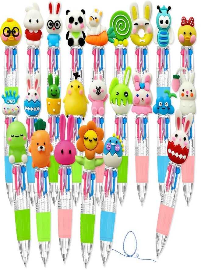 BAISDY 24Pcs Mini Easter Pens Bulk, Cute Fun Bunny Egg Retractable 4-in-1 Ballpoint Pens - Image 1