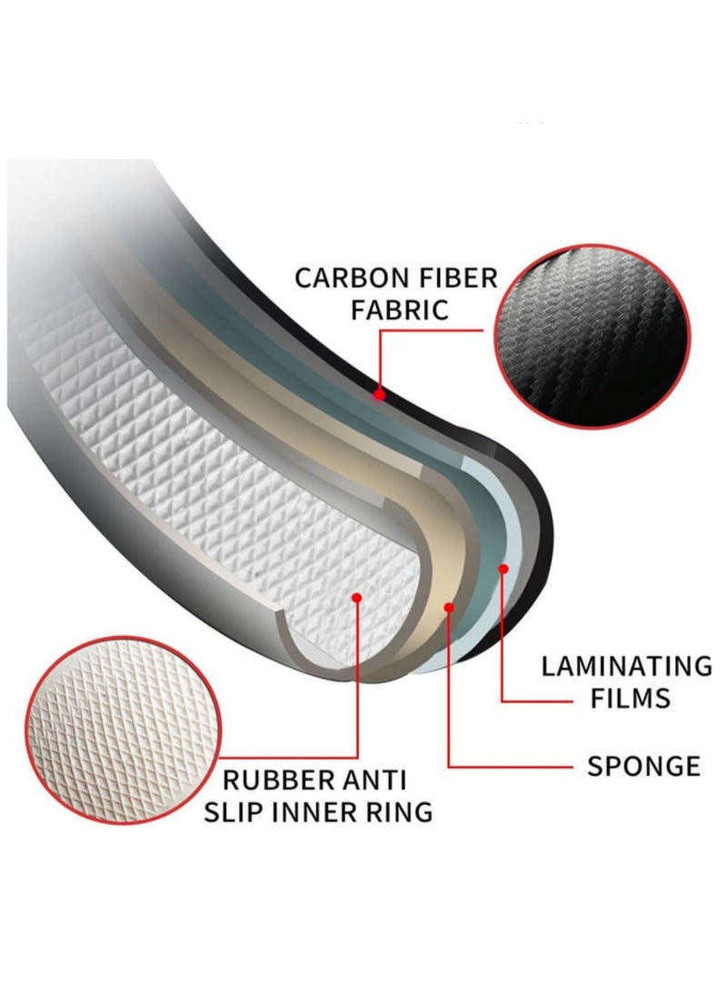 Generic Carbon Fiber Microfiber PU Leather Steering Wheel Cover Anti Slip Car Protector Sport for Enhanced Grip Safety Heat Cold Abrasion Resistant All Season Durable (37cm-38cm) - Image 5