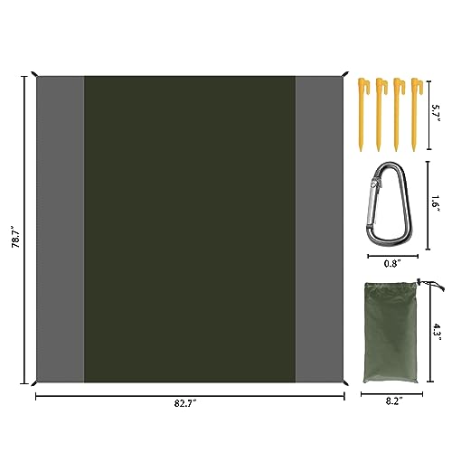 Wind Tour Waterproof Camping Tarp Lightweight Multifunctional Tent Footprint for Camping, Hiking Backpacking, Compact Tent Tarp Ground Sheet Mat for Ground or Under Tent（78.7" x 82.7" | Dark Green） - Image 2