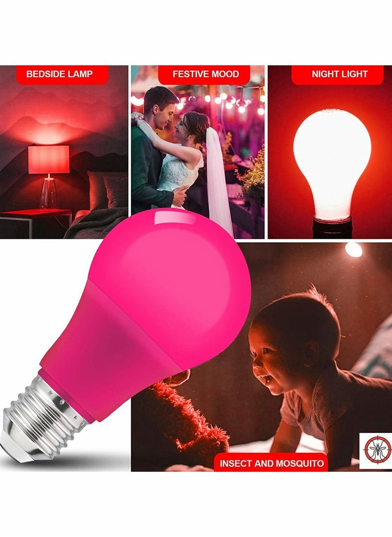 SYOSI LED Colored Light Bulbs, 7 Watts, E27 Base Standard Light Bulbs, Non-Dimmable, 30,000 Hour Lifetime for Wedding Party Mood Ambiance Decor, Porch, Home Lighting, Holiday Lighting (6 Pack)  - Image 5