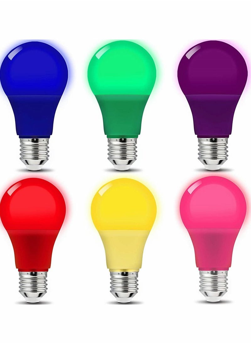 SYOSI LED Colored Light Bulbs, 7 Watts, E27 Base Standard Light Bulbs, Non-Dimmable, 30,000 Hour Lifetime for Wedding Party Mood Ambiance Decor, Porch, Home Lighting, Holiday Lighting (6 Pack)  - Image 1