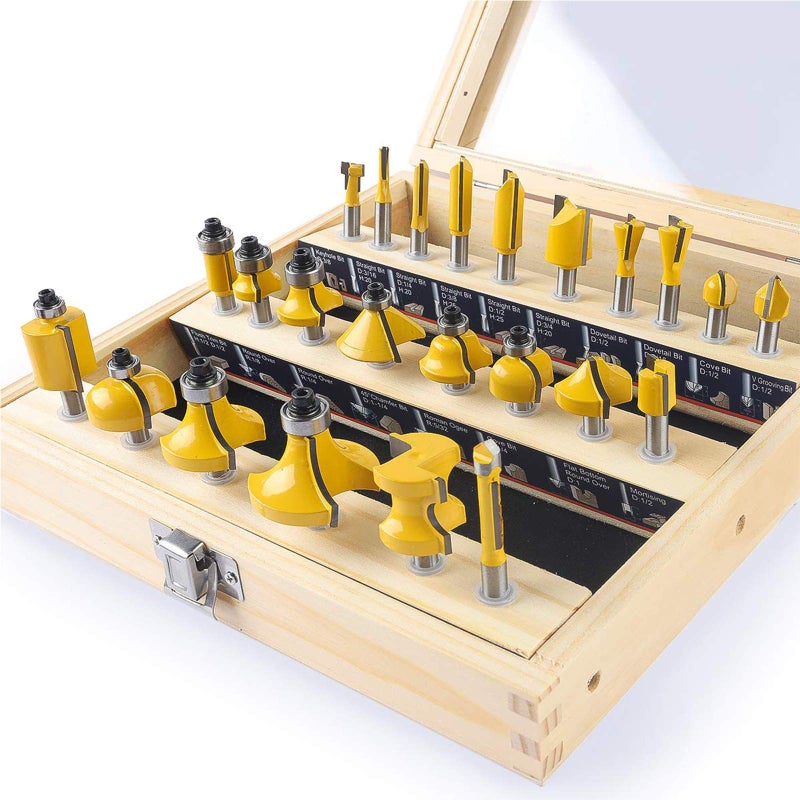 Kowood 24X Router Bits Set 1/4 Inch Shank Made Of 45# Carbon Steel C3 Alloy Blade For Professional Woodworking - Image 1