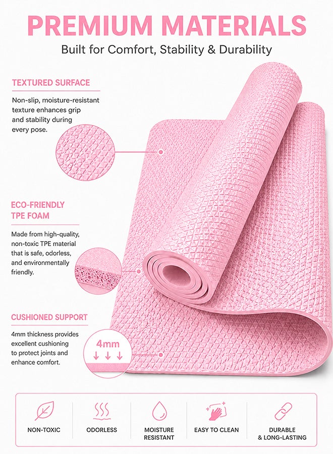 DBLEW Yoga Mat for Home Gym - Non-Slip, Eco-Friendly TPE, Cushioned Exercise Mat Perfect for Yoga, Pilates, Fitness Training, 4MM EVA - Image 4