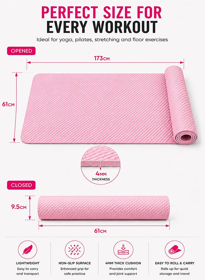 DBLEW Yoga Mat for Home Gym - Non-Slip, Eco-Friendly TPE, Cushioned Exercise Mat Perfect for Yoga, Pilates, Fitness Training, 4MM EVA - Image 2