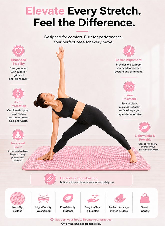 DBLEW Yoga Mat for Home Gym - Non-Slip, Eco-Friendly TPE, Cushioned Exercise Mat Perfect for Yoga, Pilates, Fitness Training, 4MM EVA - Image 5