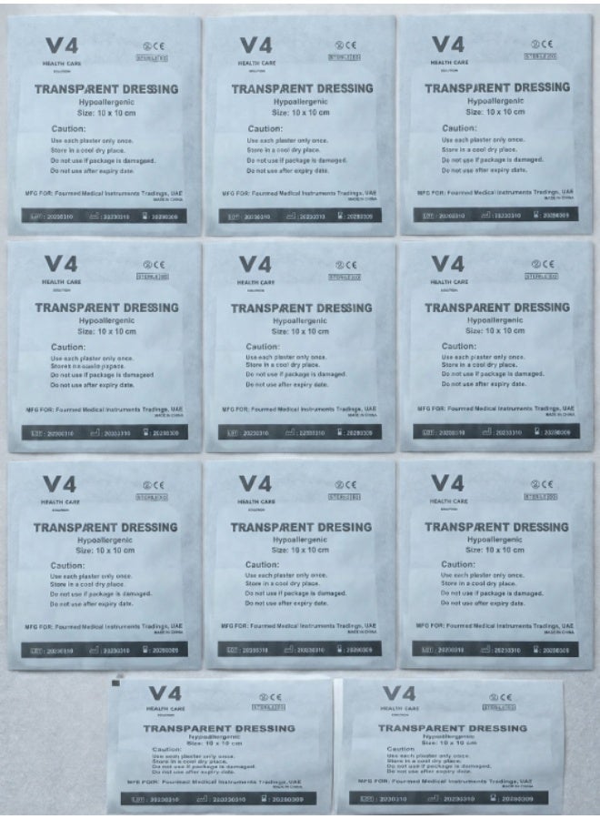 V4 Transparent Dressing 10×10 cm (10PCS) | Hypoallergenic Waterproof Wound Dressing
