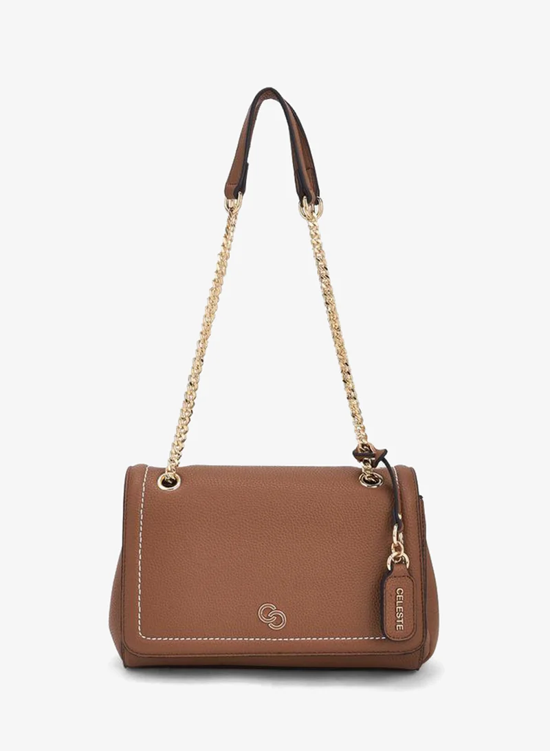 Celeste Contrast Stitch Design Crossbody Bag With Chain Strap