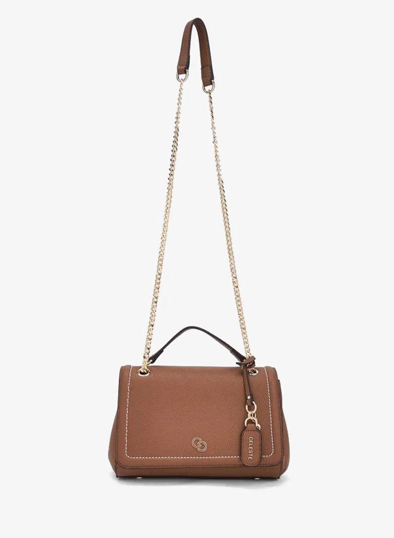 Celeste Contrast Stitch Design Crossbody Bag With Chain Strap