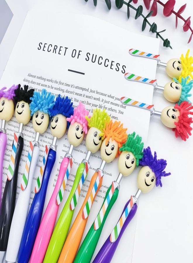 Oneshow Mop Head Ballpoint Pens, 30-Pack Creative and Fun Mop Topper Pens for Office Use, Stress-Relief Writing Pens with Plush Hair, Click Pen Portable Decorative Signing Pens for Adults - Image 5
