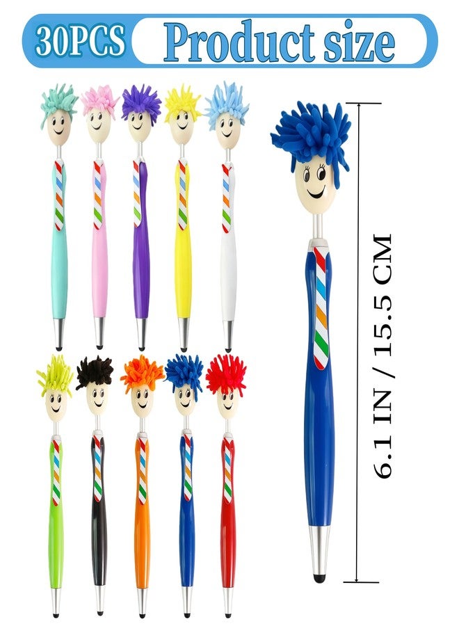 Oneshow Mop Head Ballpoint Pens, 30-Pack Creative and Fun Mop Topper Pens for Office Use, Stress-Relief Writing Pens with Plush Hair, Click Pen Portable Decorative Signing Pens for Adults - Image 2