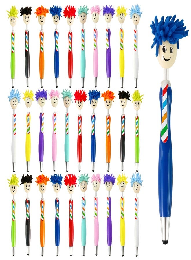 Oneshow Mop Head Ballpoint Pens, 30-Pack Creative and Fun Mop Topper Pens for Office Use, Stress-Relief Writing Pens with Plush Hair, Click Pen Portable Decorative Signing Pens for Adults - Image 1