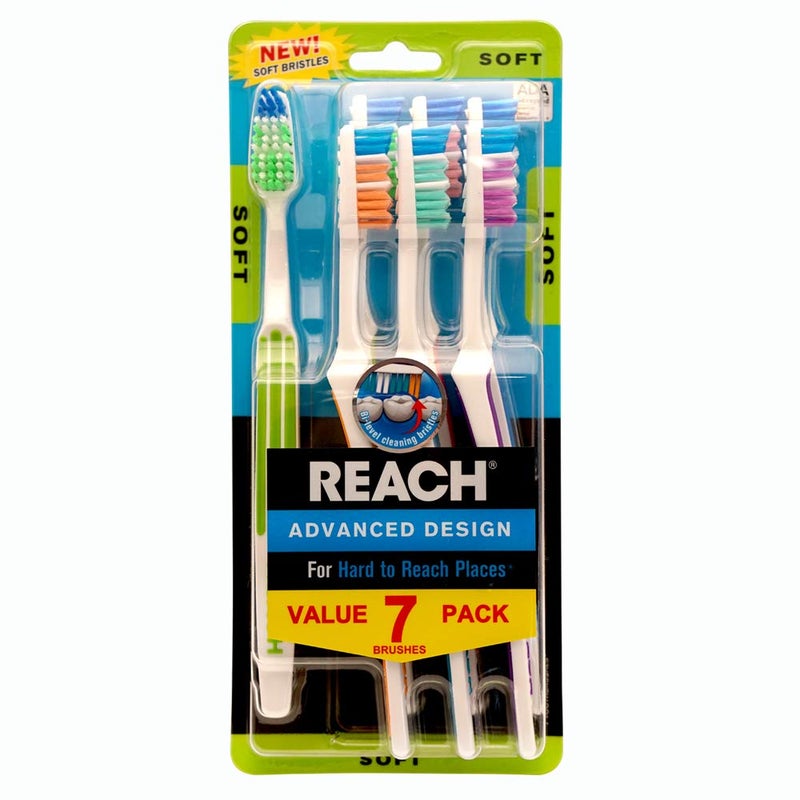 REACH فرشاة أسنان بالغين بتصميم متقدم من REACH، ناعمة، 7 قطع - Image 1