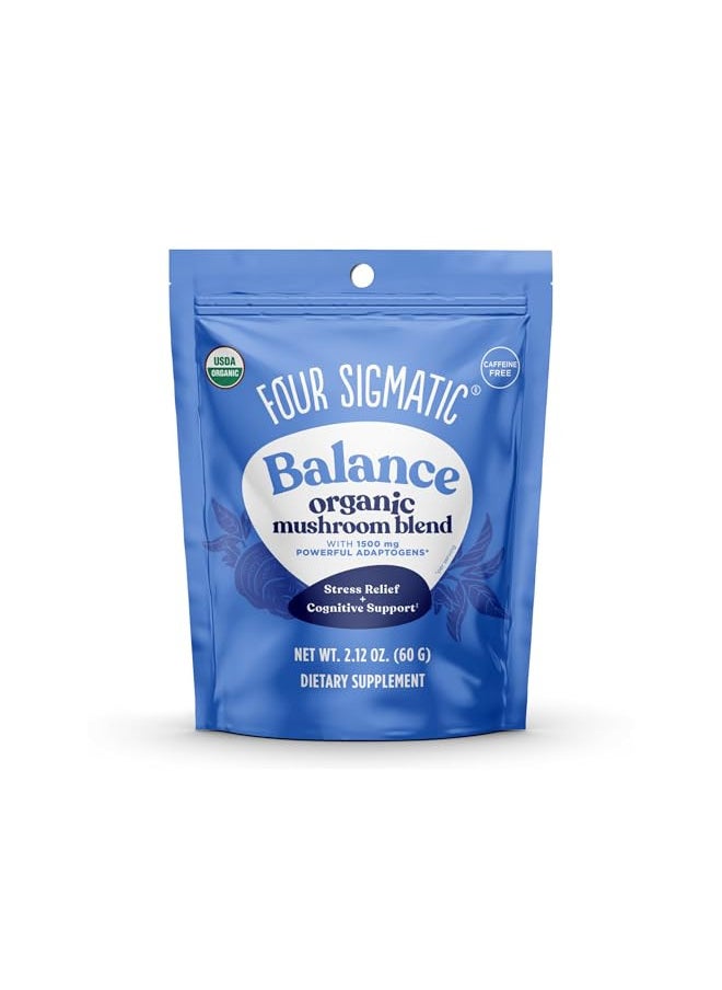 Adaptogen and Mushroom Blend Balance Mix by Four Sigmatic | Adaptogen Supplement with Ashwagandha, Moringa, Holy Basil, Reishi, Chaga and More | Natural Stress Relief and Immune Support Supplement