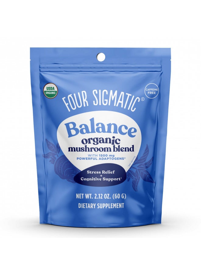 Adaptogen and Mushroom Blend Balance Mix by Four Sigmatic | Adaptogen Supplement with Ashwagandha, Moringa, Holy Basil, Reishi, Chaga and More | Natural Stress Relief and Immune Support Supplement