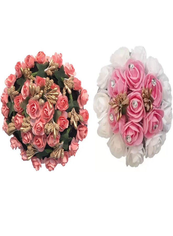 AROOMAN Full Juda Bun Hair Flower Gajra Combo for Wedding and Party - Image 1