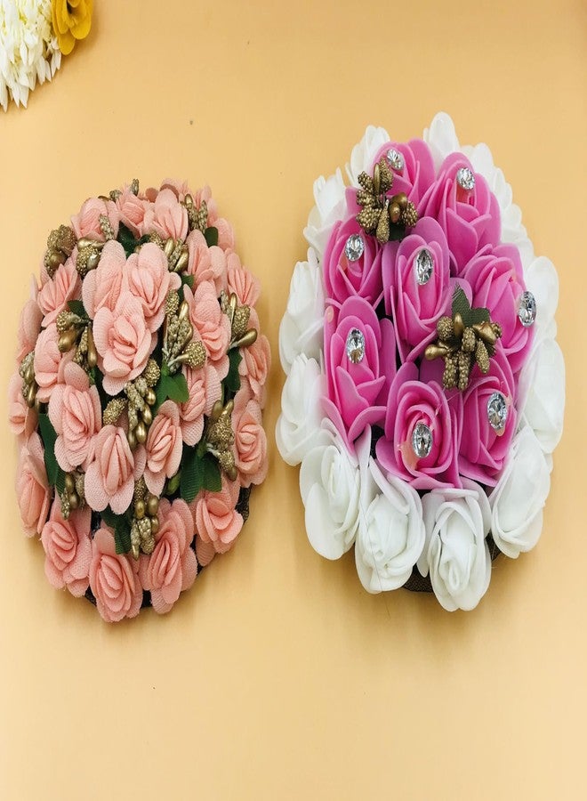 AROOMAN Full Juda Bun Hair Flower Gajra Combo for Wedding and Party - Image 4