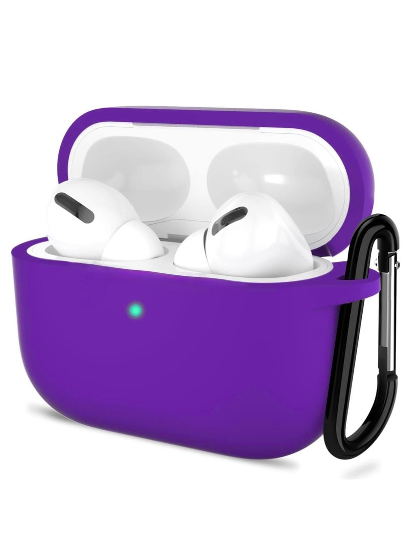 غطاء حماية ناعم من السيليكون ممتص للصدمات لسماعات Apple Airpods Pro2 الجيل الثاني مع سلسلة مفاتيح، ومصباح LED أمامي مرئي (أرجواني)