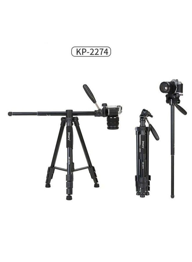 Jmary KP‑2274 Horizontal Axis Professional Tripod – 167 cm Height, 2‑in‑1 Tripod & Monopod, 360° Pan, Quick‑Release, Hook, Durable 23 mm Aluminium Legs, Supports 3 kg DSLR/Camera – Black  - Image 2
