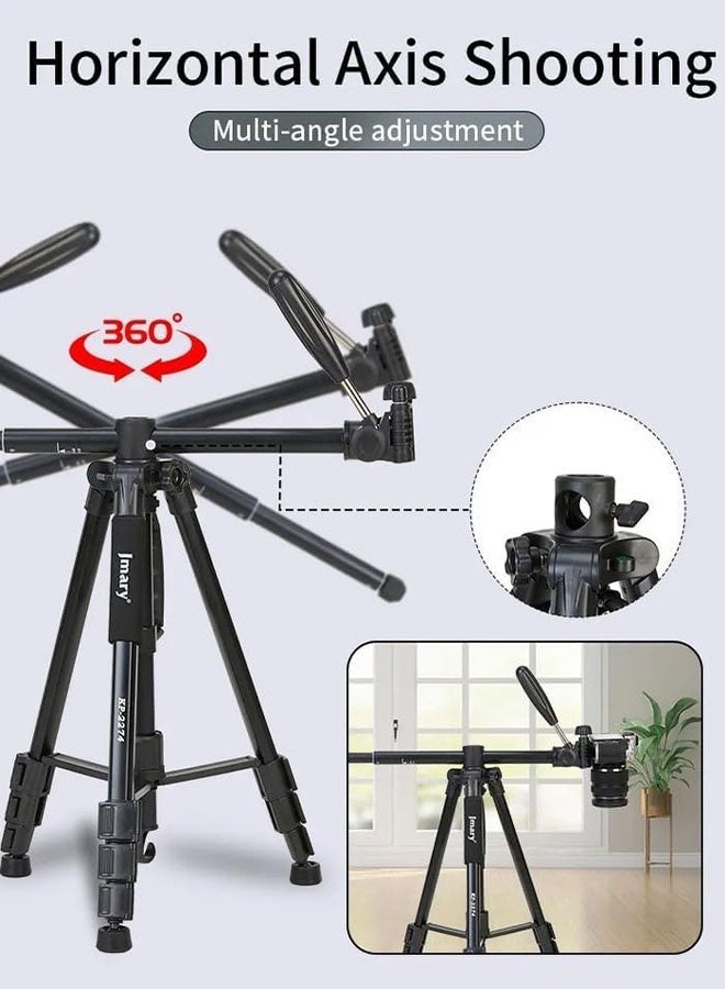 Jmary KP‑2274 Horizontal Axis Professional Tripod – 167 cm Height, 2‑in‑1 Tripod & Monopod, 360° Pan, Quick‑Release, Hook, Durable 23 mm Aluminium Legs, Supports 3 kg DSLR/Camera – Black  - Image 5
