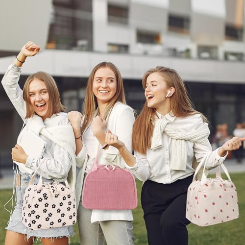 LEDAOU Lunch Box for Women Insulated Lunch Bag Corduroy Lunch Tote Bags Leakproof Cooler Lunch Case for Travel Work Picnic - Image 3