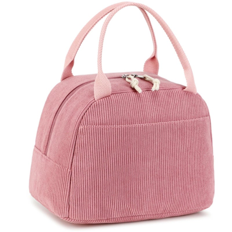 LEDAOU Lunch Box for Women Insulated Lunch Bag Corduroy Lunch Tote Bags Leakproof Cooler Lunch Case for Travel Work Picnic - Image 2