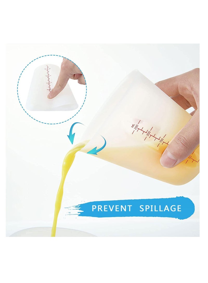 SYOSI 6PCS Silicone Measuring Cup Set for Cooking and Resin - Includes 3x 8OZ & 3x 16OZ Cups, BPA Free, Squeeze & Pour, Microwave and Dishwasher Safe - Image 5