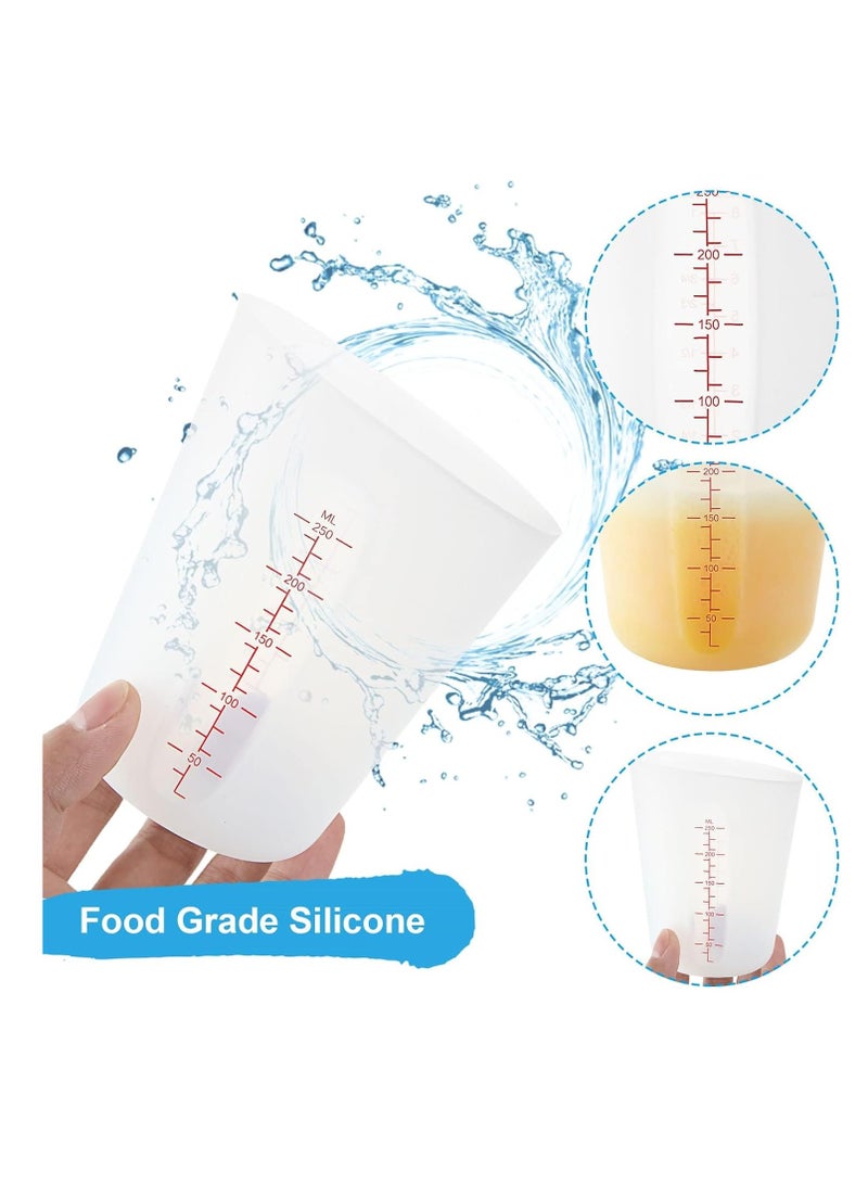 SYOSI 6PCS Silicone Measuring Cup Set for Cooking and Resin - Includes 3x 8OZ & 3x 16OZ Cups, BPA Free, Squeeze & Pour, Microwave and Dishwasher Safe - Image 4