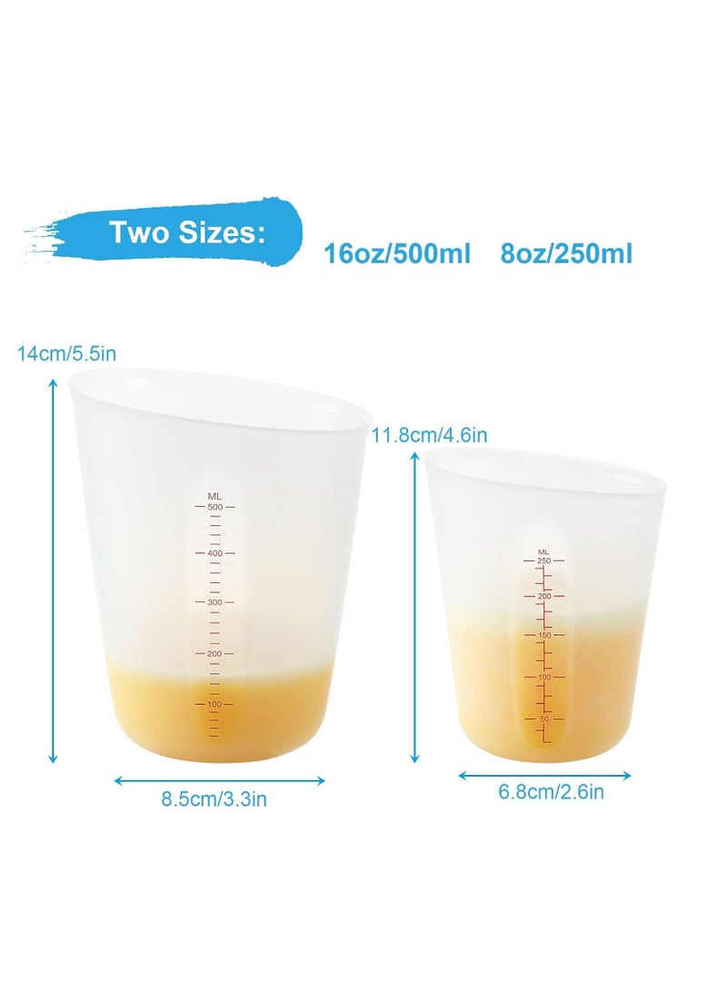 SYOSI 6PCS Silicone Measuring Cup Set for Cooking and Resin - Includes 3x 8OZ & 3x 16OZ Cups, BPA Free, Squeeze & Pour, Microwave and Dishwasher Safe - Image 2