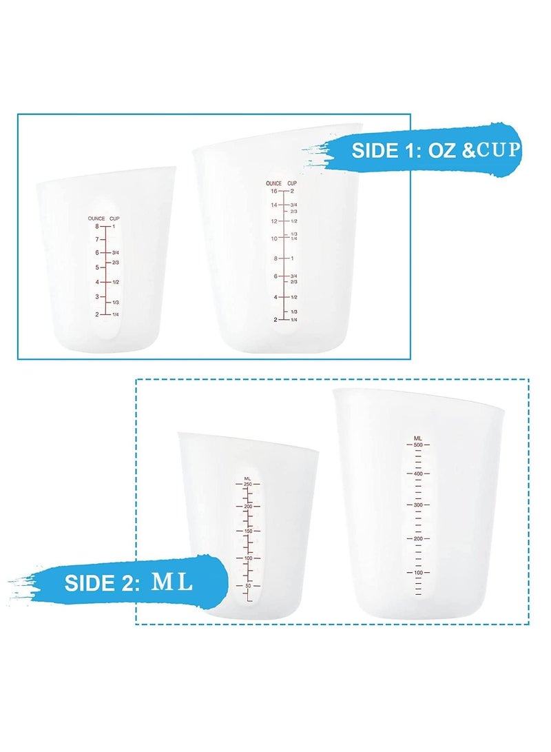 SYOSI 6PCS Silicone Measuring Cup Set for Cooking and Resin - Includes 3x 8OZ & 3x 16OZ Cups, BPA Free, Squeeze & Pour, Microwave and Dishwasher Safe - Image 3