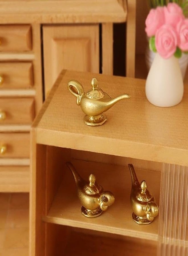 Zhuluck 2Pcs Gold 1/12 Miniature Aladdin Genie Lamp Decoration Accessories, Genie Lamp, Dollhouse Decor, Dollhouse Accessories - Image 2