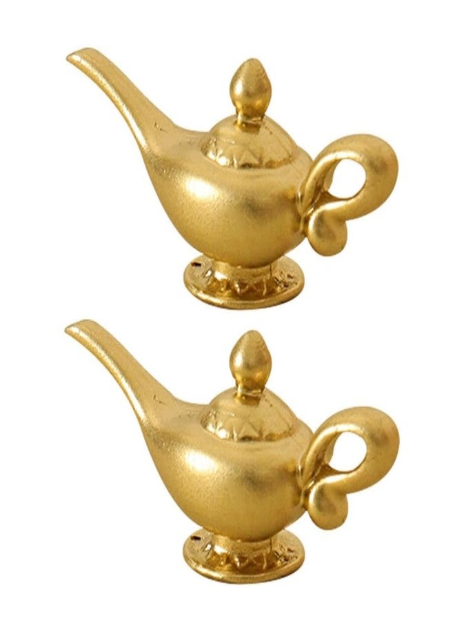 Zhuluck 2Pcs Gold 1/12 Miniature Aladdin Genie Lamp Decoration Accessories, Genie Lamp, Dollhouse Decor, Dollhouse Accessories - Image 1