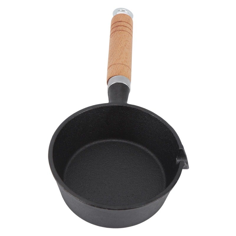 Mini Frying Pan 5.1x2.0In Cast Iron Construction - Uniform Heating Mini Skillet with Solid Wood Handle for Indoor Outdoor Cooking - Image 4