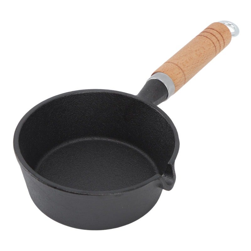 Mini Frying Pan 5.1x2.0In Cast Iron Construction - Uniform Heating Mini Skillet with Solid Wood Handle for Indoor Outdoor Cooking - Image 2