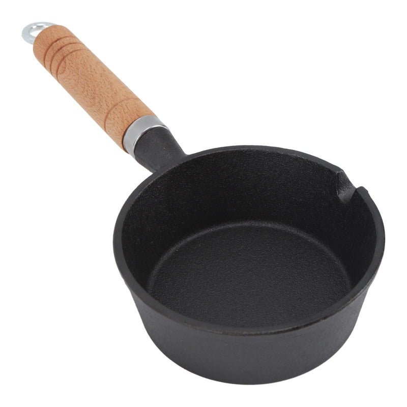 Mini Frying Pan 5.1x2.0In Cast Iron Construction - Uniform Heating Mini Skillet with Solid Wood Handle for Indoor Outdoor Cooking - Image 3