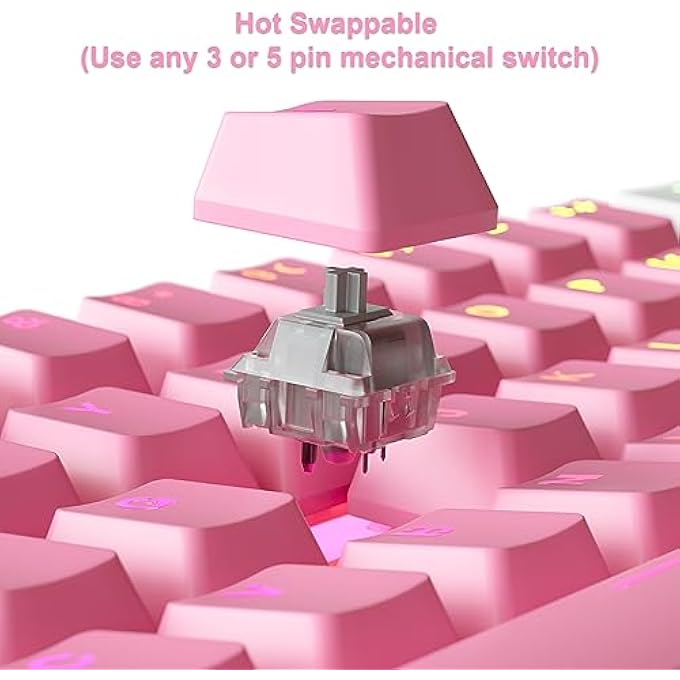 Kraken SAKURA EDITION KRAKEN PRO 60 | WHITE & PINK 60% HOT SWAPPABLE MECHANICAL GAMING KEYBOARD FOR GAMING ON PC, XBOX, PLAYSTATION & MAC (SAKURA | SILVER SWITCHES) - Image 3
