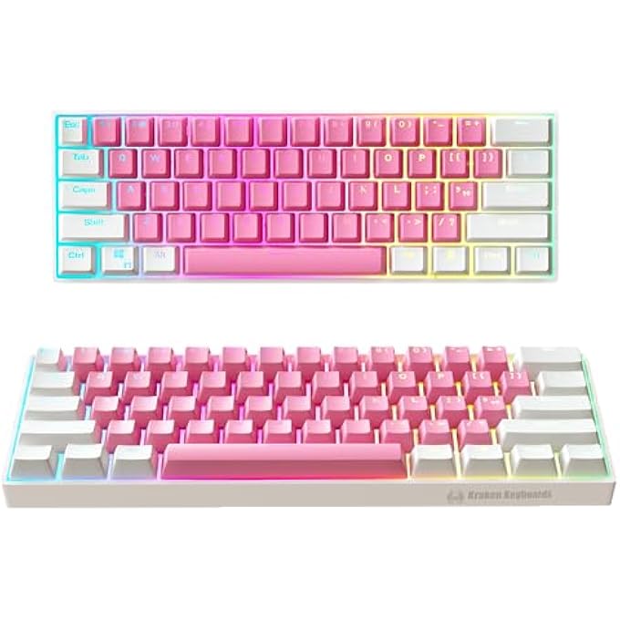 Kraken SAKURA EDITION KRAKEN PRO 60 | WHITE & PINK 60% HOT SWAPPABLE MECHANICAL GAMING KEYBOARD FOR GAMING ON PC, XBOX, PLAYSTATION & MAC (SAKURA | SILVER SWITCHES) - Image 1