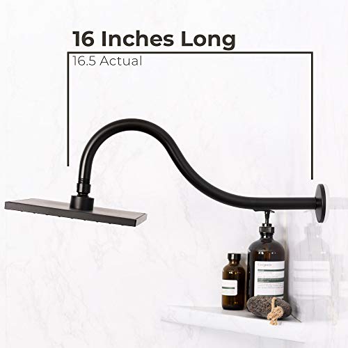 JS Jackson Supplies Shower Head Extension Arm by JS Jackson Supplies, 16 inch Assembled Length, High Arc Long Extender Pipe, Great for Rain Fall Showerhead, Black Finish - Image 4