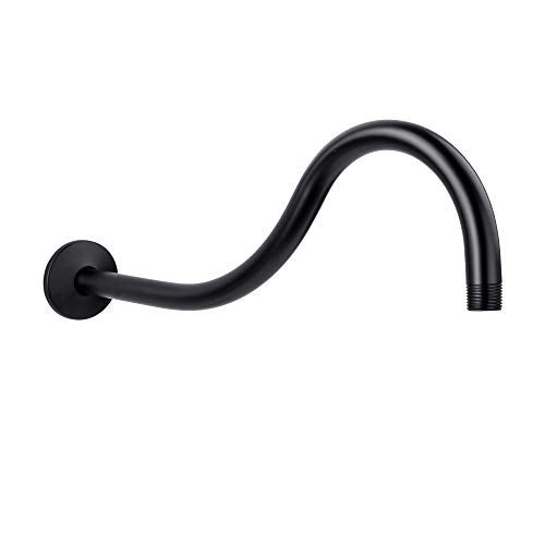 JS Jackson Supplies Shower Head Extension Arm by JS Jackson Supplies, 16 inch Assembled Length, High Arc Long Extender Pipe, Great for Rain Fall Showerhead, Black Finish - Image 1