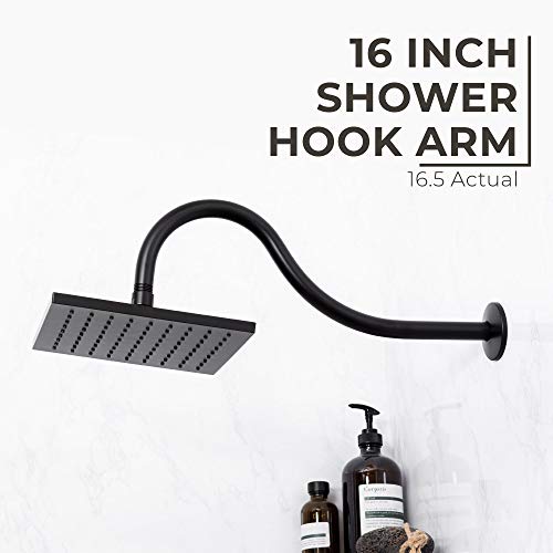 JS Jackson Supplies Shower Head Extension Arm by JS Jackson Supplies, 16 inch Assembled Length, High Arc Long Extender Pipe, Great for Rain Fall Showerhead, Black Finish - Image 2