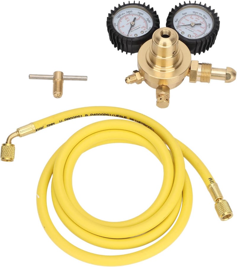 Nitrogen Pressure Gauge Regulator, Brass Inlet Outlet Connection with 200cm Hose for Welding Laboratory Blowing - Image 1