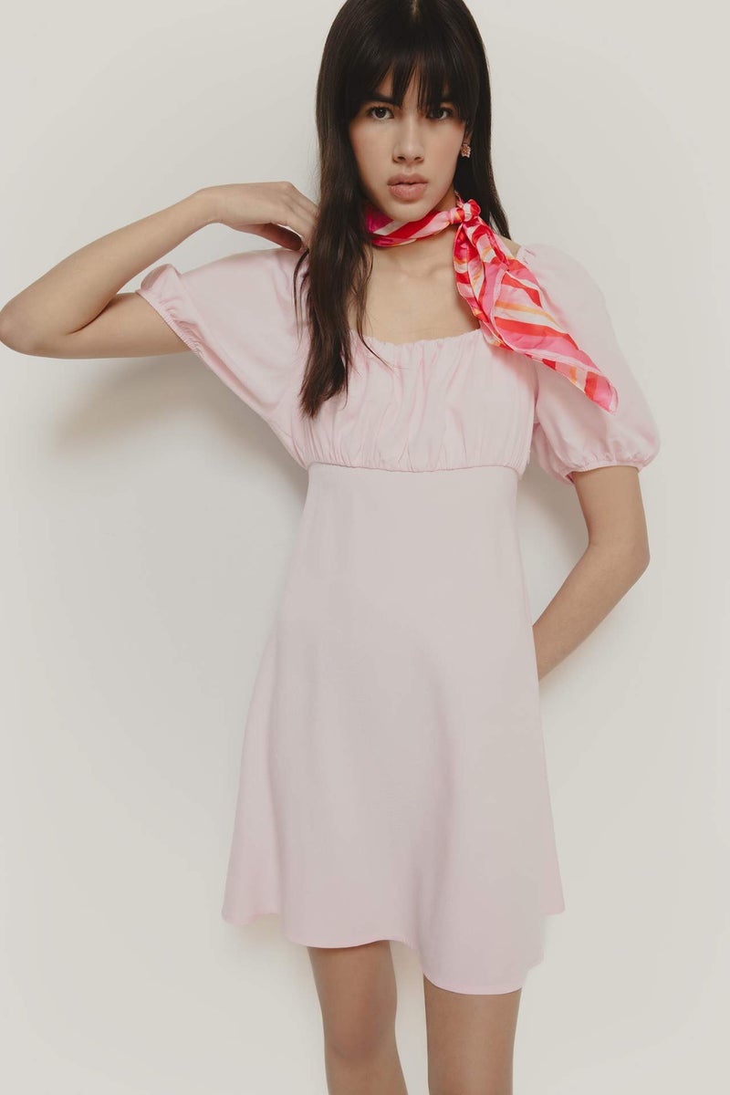 DeFacto Square Collar Linen Blended Midi Dress - Image 1