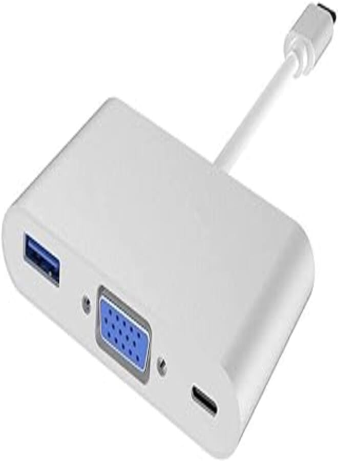 VGA Adapter, Type-C to VGA 3-in-1 USB-C Quick Charging + VGA + USB 3.0 Port