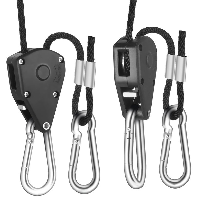 iPower GLROPEX6 6-Pair 1/8 Inch 8-Feet Long Heavy Duty Adjustable Rope Clip Hanger (150lbs Weight Capacity) Reinforced Metal Internal Gears, 6 Pack, black - Image 2