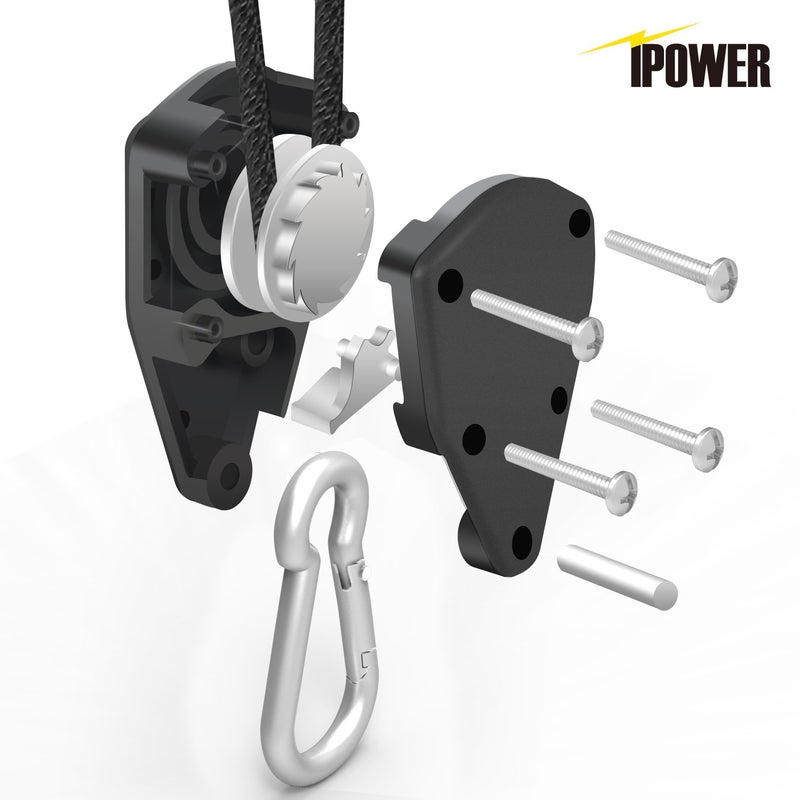 iPower GLROPEX6 6-Pair 1/8 Inch 8-Feet Long Heavy Duty Adjustable Rope Clip Hanger (150lbs Weight Capacity) Reinforced Metal Internal Gears, 6 Pack, black - Image 3
