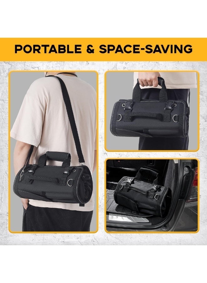 Arabest Tool Organizer Bag, Foldable Roll Up Bag Organizer w/ 2 Detachable Pouches, Heavy Duty Tool Storage Organization for Mechanic Carrying Toolbag, Dad Men Birthday Father Day, Gifts for Him (Black) - Image 5