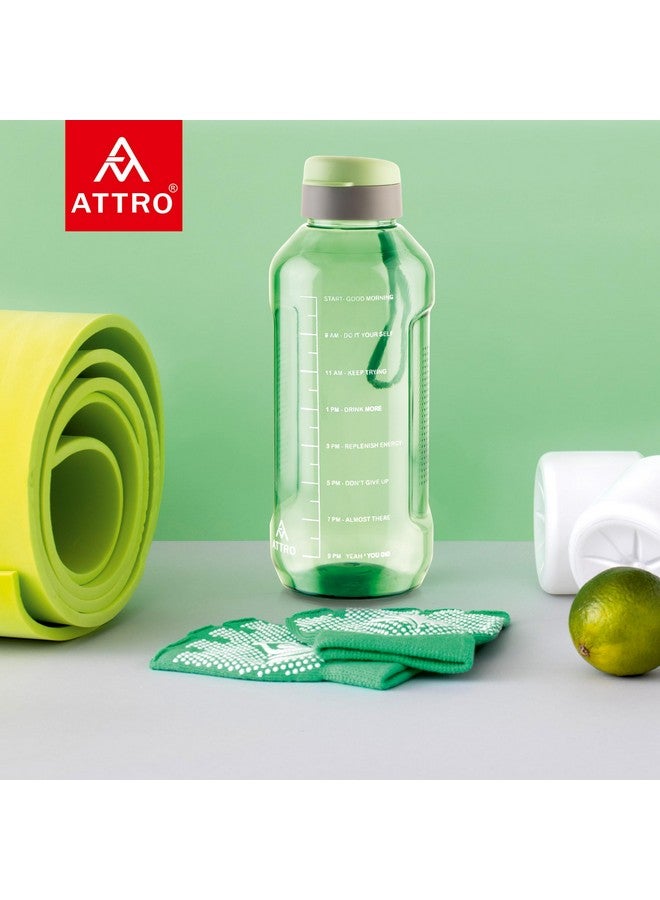 ATTRO Ultra Pro Motivational 1.5 L BPA-Free Water Bottle with Leak-Proof Flip-Top Cap, Nylon Strap and Stylish Color for Daily Hydration- Mint Green, Plastic - Image 2