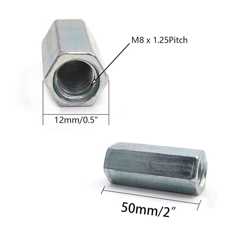 SDY 10 قطع موصل صمولة قضيب سداسي M8 x 1.25 x 50 مم مطلية بالزنك لمثبتات البناء الصناعية - Image 2
